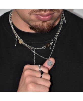 Stainless Steel Smiley Face Pendant Necklace, 18" + 2" Extender