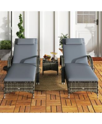 Pool Furniture, 2 Lounge Chairs & Table, Wheels, Dark