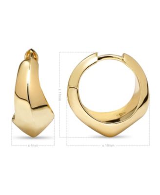 Beveled Curve Hoop Earrings in Gold Plated Sterling Silver