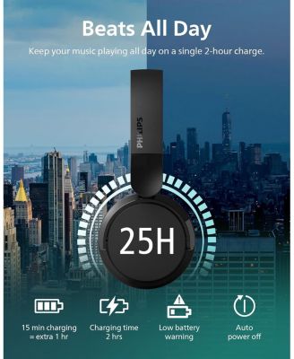 H3209 Wireless Headphones,On-Ear Bluetooth Headphones, 25H Battery Life, Fast Charging, Bluetooth 503, Dark Black