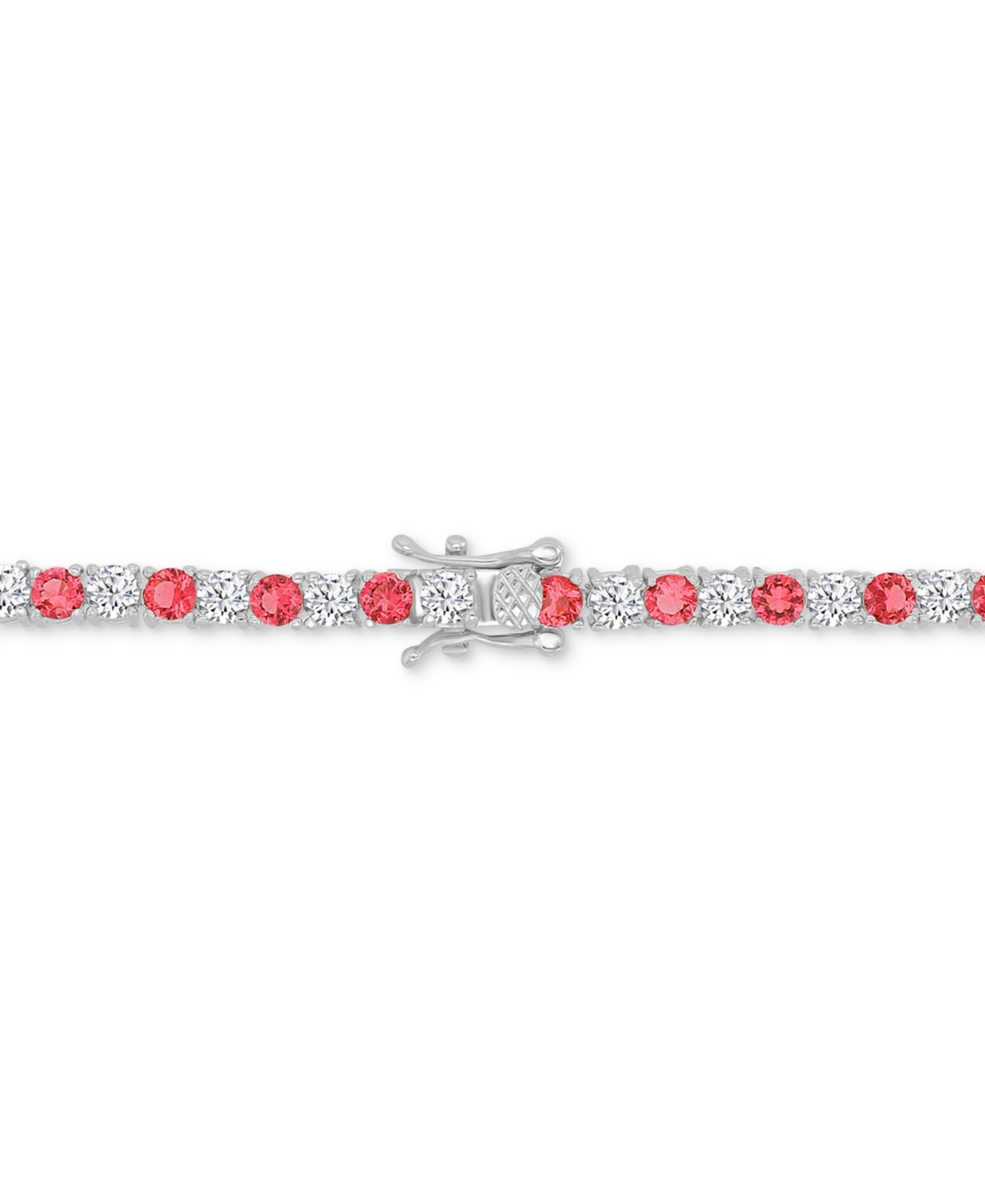 Macy's Round-cut Cubic Zirconia Bracelet In Sterling Silver In Red