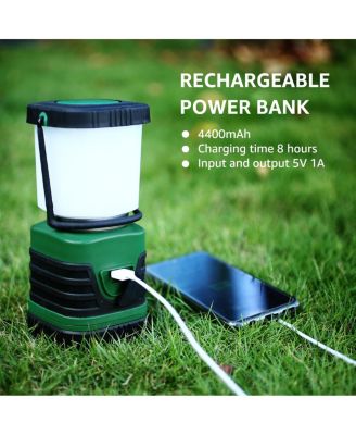 1000LM Rechargeable LED Camping Lantern, 4400mAh, Camping Hiking Emergency Essential, 4 Light Modes, Waterproof Flashlight, USB Cable Included