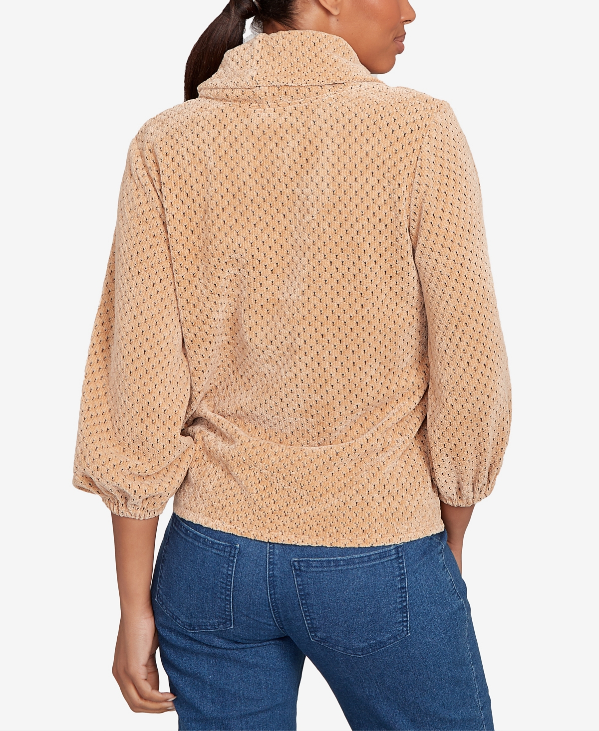 Ruby Rd. Petite Honeycomb Chenille Cowl Neck Top In Brown