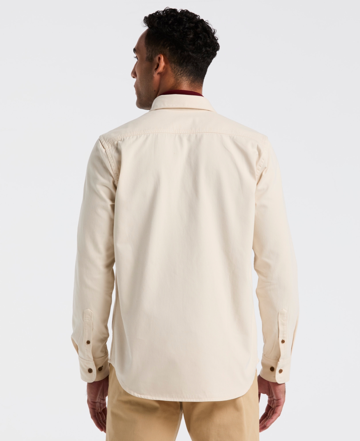 Original Penguin Men's Long Sleeve Garment Dyed Solid Shirt In Neutral