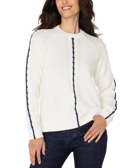 Petite Long Sleeve Crewneck Sweater - Whisper White