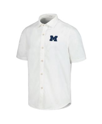 Men's White Michigan Wolverines Coconut Point Palm Vista IslandZone Camp Button-Up Shirt
