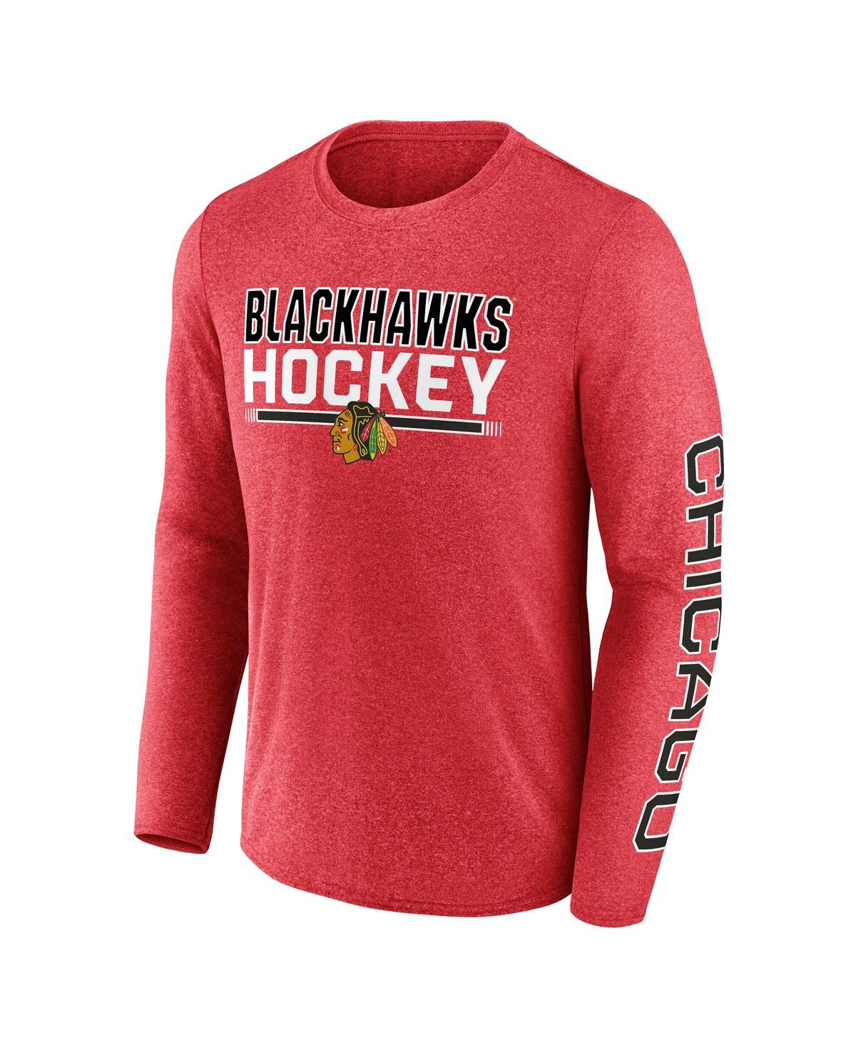 Fanatics Men's Heather Red Chicago Blackhawks Sweep Iconic Synthetic Long Sleeve T-shirt In Red