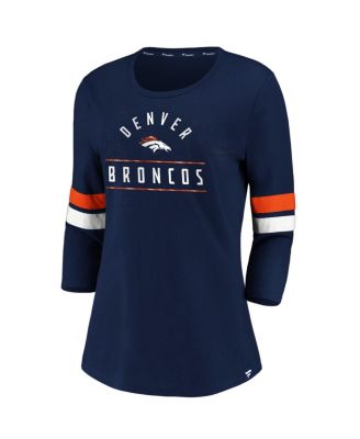 Women's Navy/Orange Denver Broncos Iconic Stripe 3/4 Sleeve T-Shirt