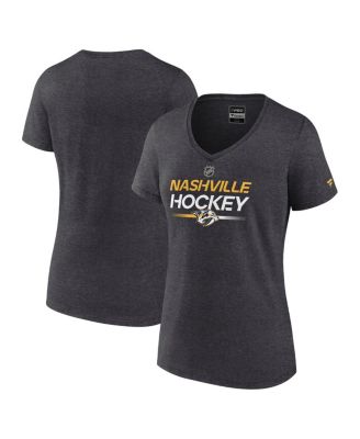 Fanatics - Women's Heather Charcoal Nashville Predators Authentic Pro Primary V-Neck T-Shirt