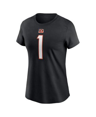 Women's Ja'Marr Chase Black Cincinnati Bengals Player Name Number T-Shirt