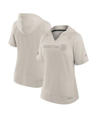 Fanatics - Women's Cream Boston Bruins Authentic Pro Road Fashion V-Neck Hoodie T-Shirt