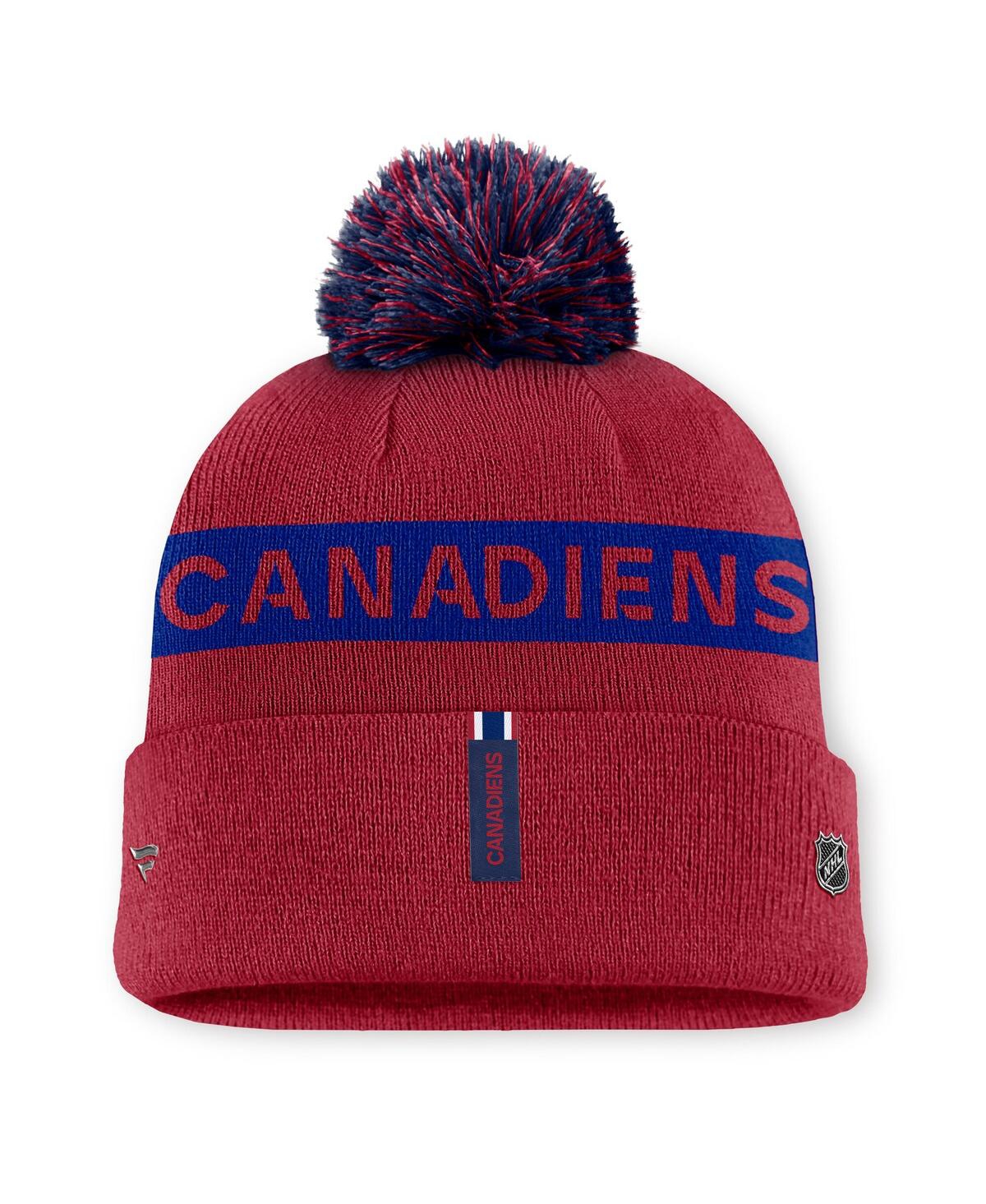 Fanatics Women's Red/navy Montreal Canadiens Authentic Pro Rink Cuffed Pom With Knit Hat In Multi