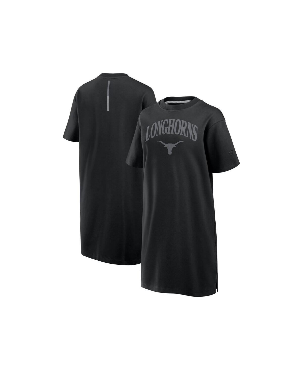 Fanatics Women's Black Texas Longhorns Elements Go Tri-blend T-shirt Dress In Black