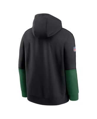 Men's Black New York Jets Throwback Logo Club Tri-Blend Pullover Hoodie