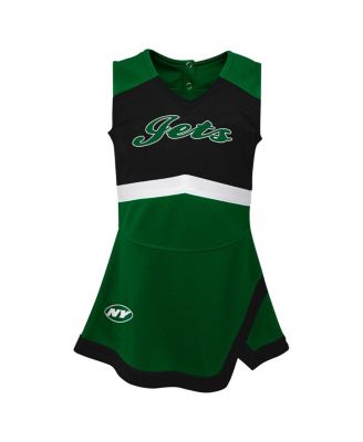 Girls Toddler Green New York Jets Cheer Captain Dress with Bloomers
