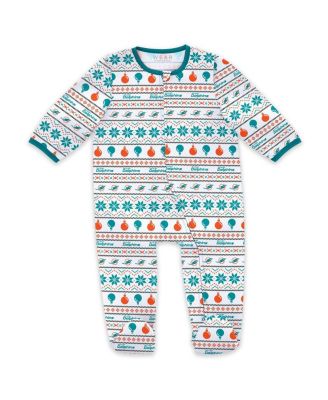 2-Piece Baby Boys and Girls Miami Dolphins Allover Print Full-Zip Sleeper and Bib Set