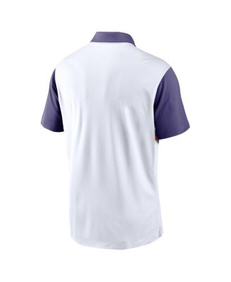 Men's White/Purple Clemson Tigers Athletic Prep Alt Logo Vapor Performance Polo Shirt