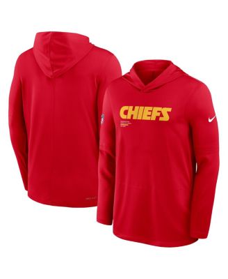 Men's Red Kansas City Chiefs Big Tall Sideline Performance Long Sleeve Hoodie T-Shirt