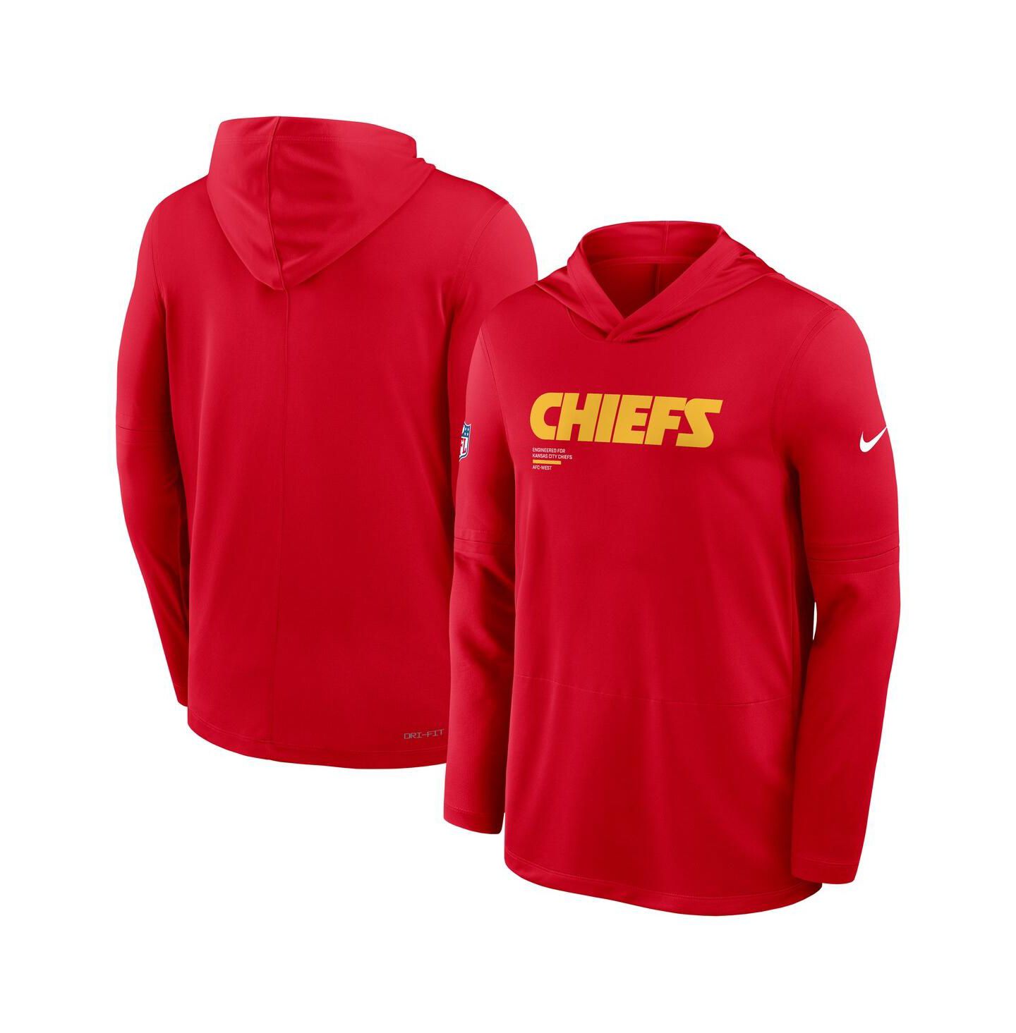 Мужское худи Nike Red Kansas City Chiefs Big & Tall Sideline Performance Long Sleeve T-Shirt — фото 4