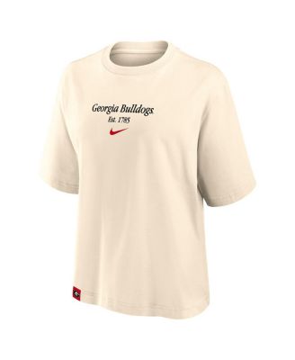 Women's Tan Georgia Bulldogs Established Tag Boxy T-Shirt