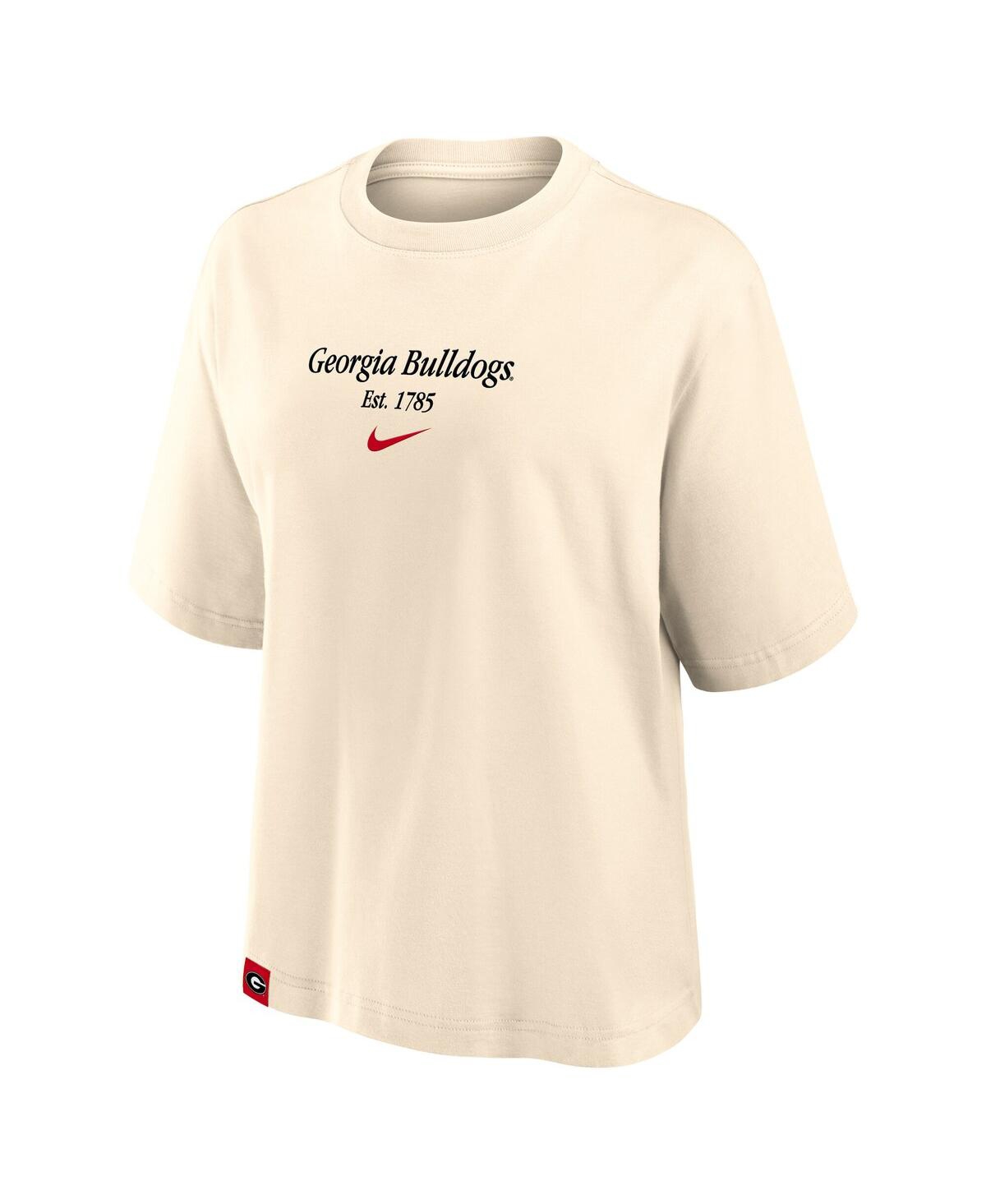 Nike Women's Tan Georgia Bulldogs Established Tag Boxy T-shirt In Neutral
