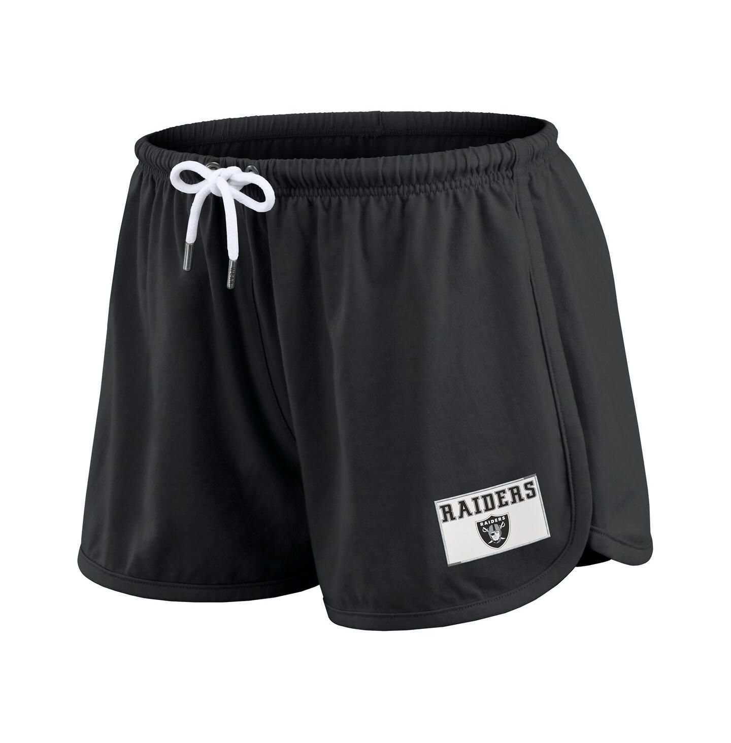 WEAR by Erin Andrews Women's 2-Piece Black Las Vegas Raiders Heavy Rugby Jersey Long Sleeve T-Shirt and Shorts Lounge Set — фото 5