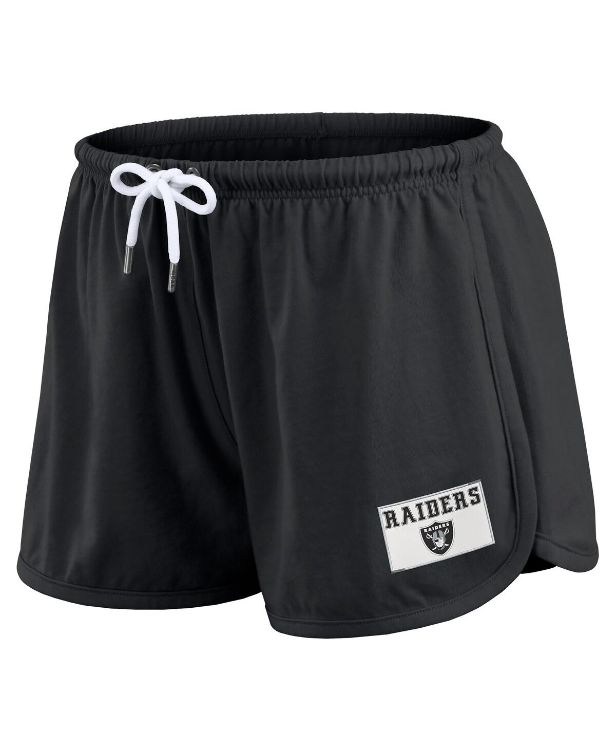Wear By Erin Andrews Women's 2-piece Black Las Vegas Raiders Heavy Rugby Jersey Long Sleeve T-shirt And Shorts Lounge Set In Black