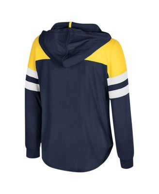 Big Girls Navy Michigan Wolverines Reflection Hoodie Long Sleeve T-Shirt