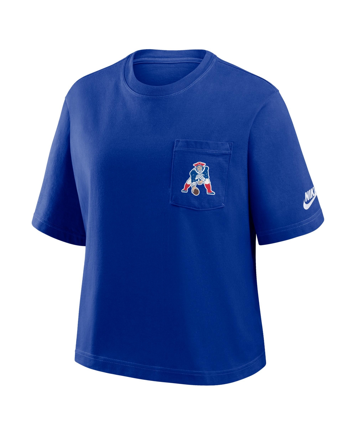 Nike Navy New England Patriots Rewind Pocket Boxy T-shirt In Blue