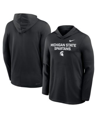 Men's Black Michigan State Spartans 2025 Sideline Performance Long Sleeve Hoodie T-Shirt