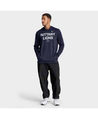 Men's Navy Penn State Nittany Lions 2025 Sideline Performance Long Sleeve Hoodie T-Shirt