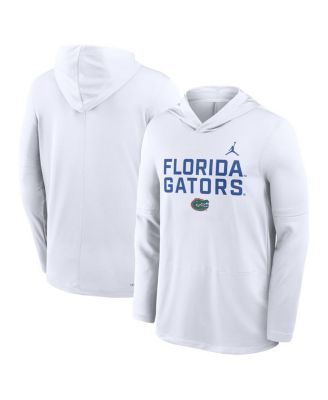 Men's White Florida Gators 2025 Sideline Performance Long Sleeve Hoodie T-Shirt
