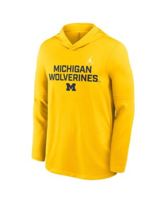Men's Maize Michigan Wolverines 2025 Sideline Performance Long Sleeve Hoodie T-Shirt