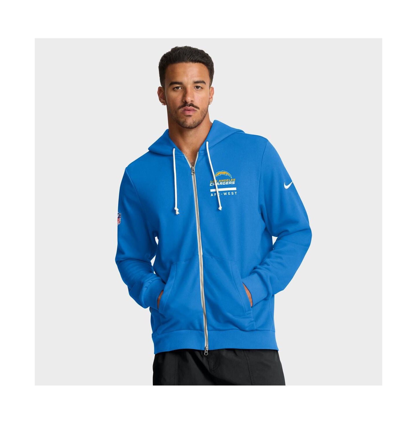 Мужское худи Nike Powder Blue Los Angeles Chargers Sideline Standard Issue Utility Player Dri-FIT Full-Zip — фото 1