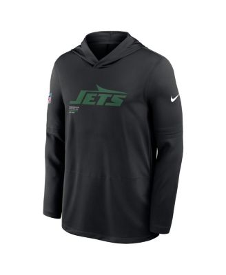 Men's Black New York Jets Sideline Pure Fury Performance Long Sleeve Hoodie T-Shirt