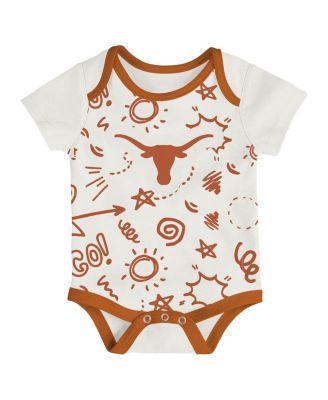 Baby Boys and Girls 3-Piece Texas Longhorns All Day Play Bodysuit Set