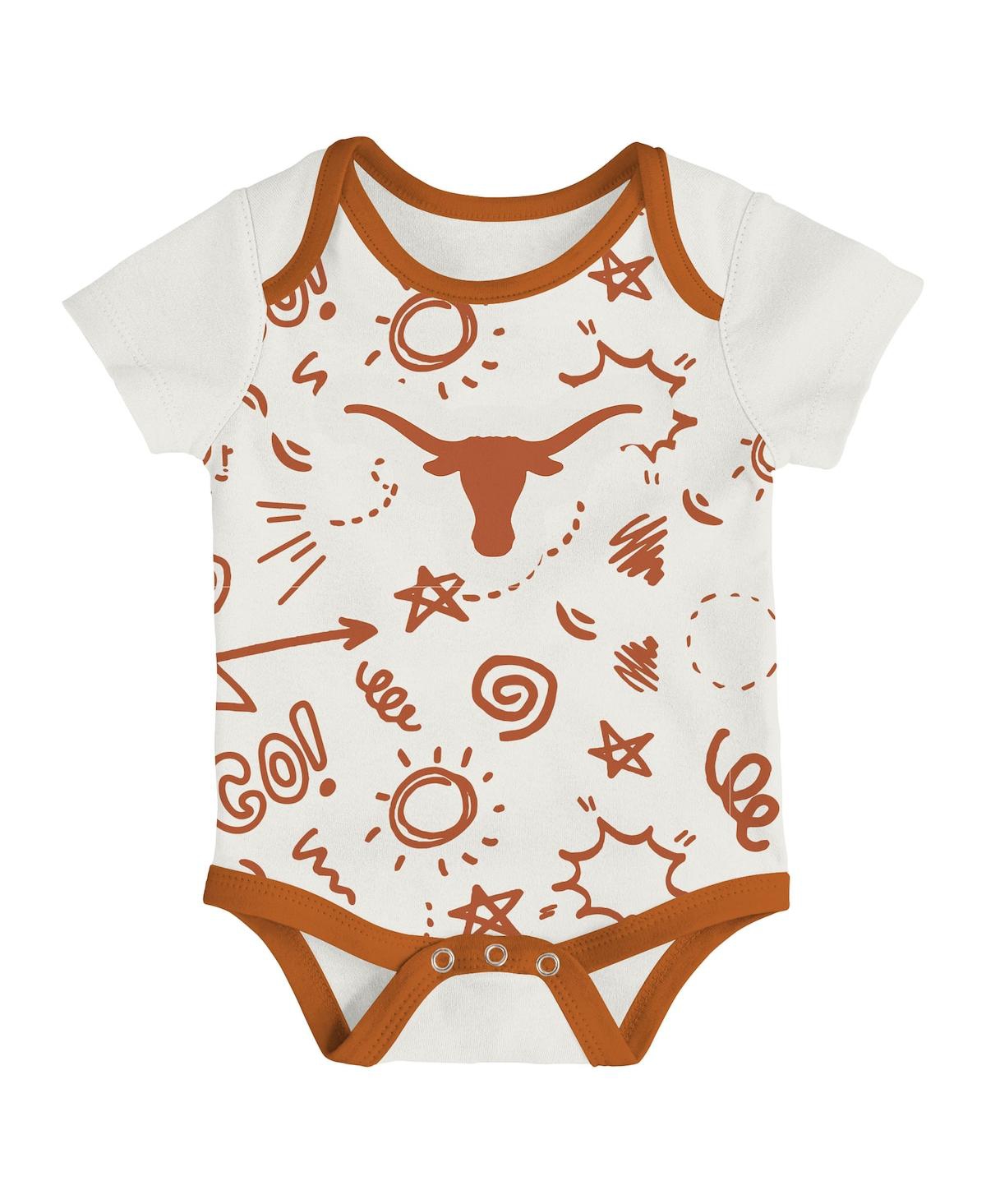 Outerstuff Baby Boys And Girls  Texas Longhorns All Day Play 3-piece Bodysuit Set In Multi