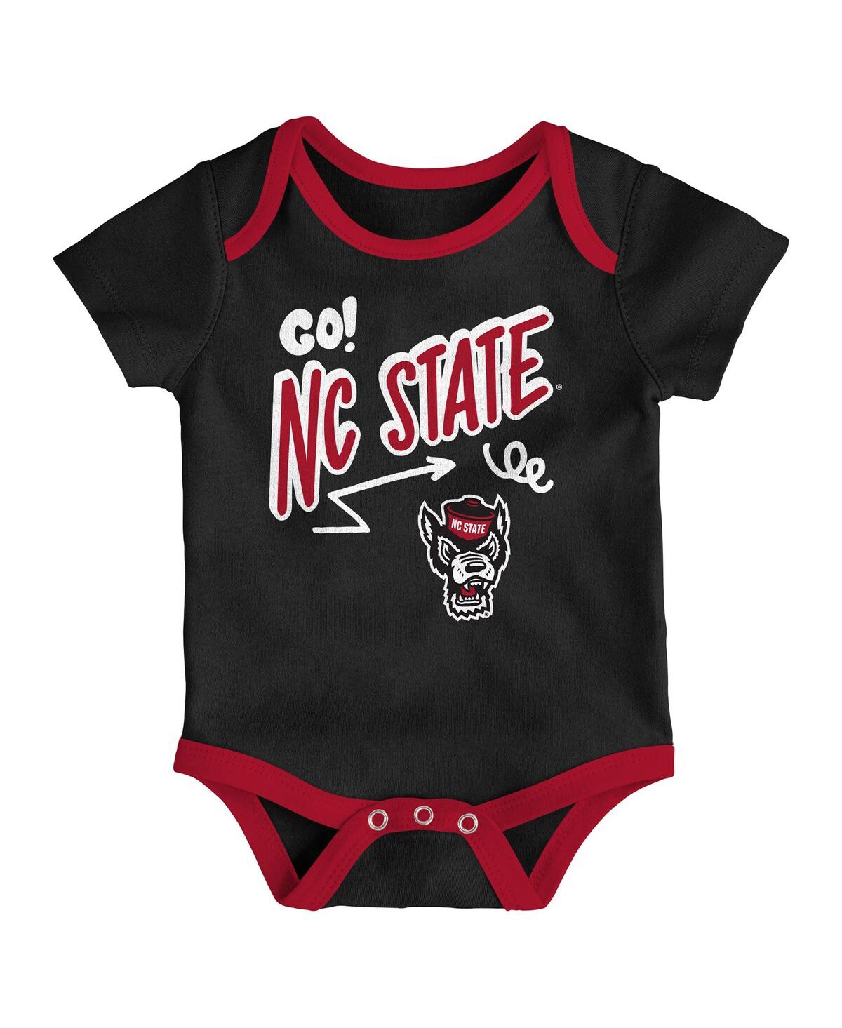 Outerstuff Baby Boys And Girls 3-pack Nc State Wolfpack All Day Play Bodysuit Set In Multi