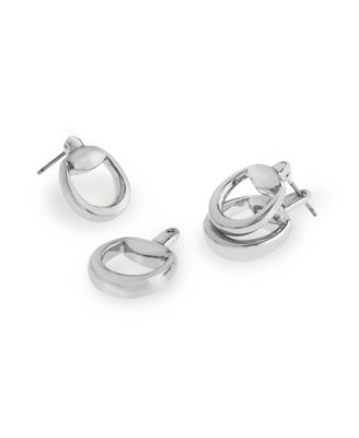 Rhodium Collegiate C Link Earrings