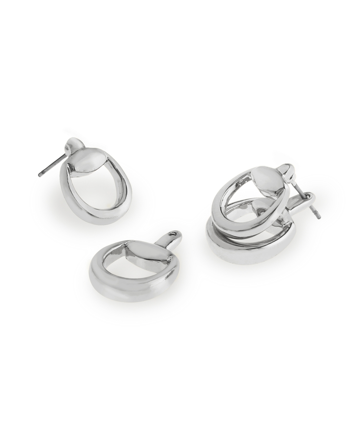 Steve Madden Rhodium Collegiate C Link Earrings In Silver