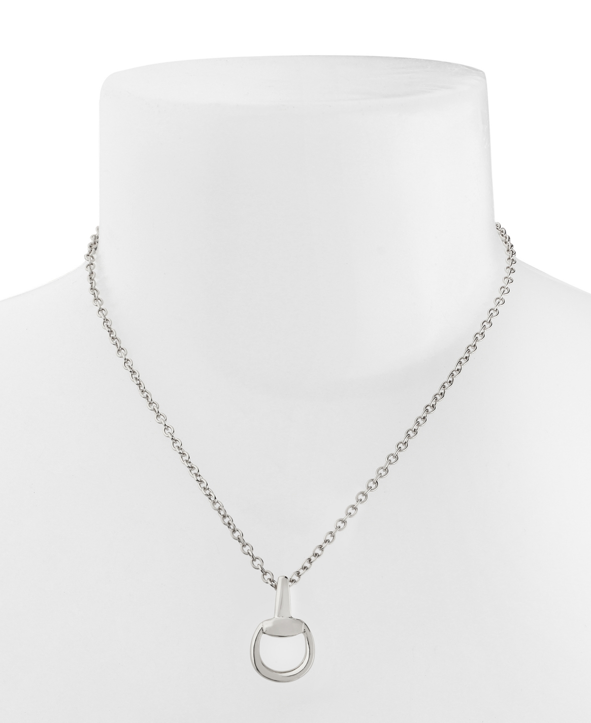 Steve Madden Rhodium Collegiate Link Pendant Necklace In Silver