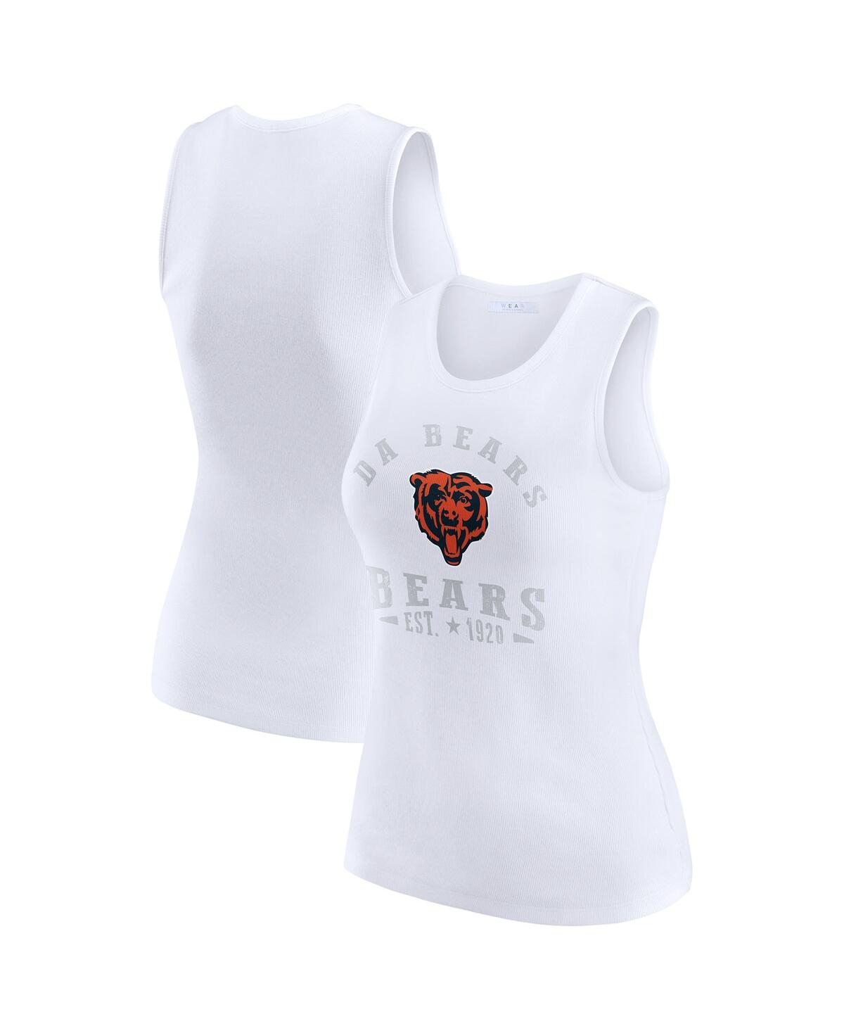 Wear By Erin Andrews White Chicago Bears Ribbed Graphic Tank Top In White