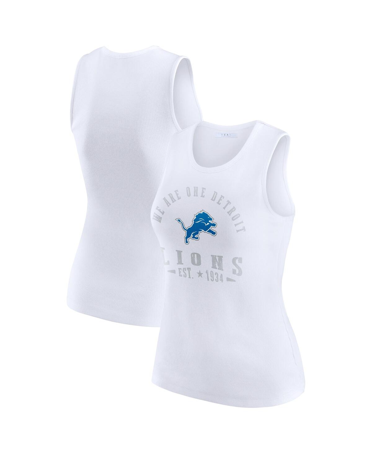 Wear By Erin Andrews White Detroit Lions Ribbed Graphic Tank Top In White