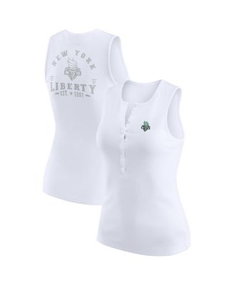 WEAR by Erin Andrews - Women's White New York Liberty Rib-Knit Henley Tank Top
