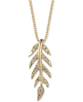 Le Vian - Nude Diamond Leaf Adjustable 20" Pendant Necklace (1/8 ct. t.w.) in 14k Gold