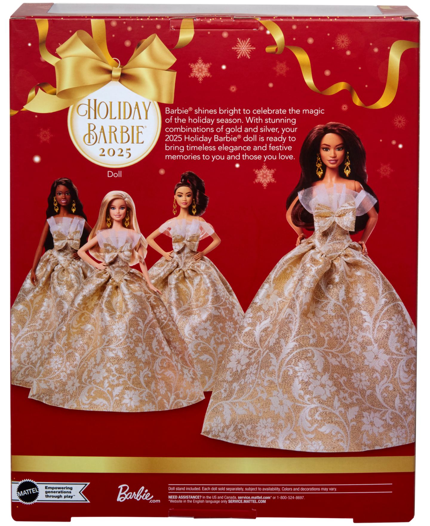 Детские куклы 2025 Holiday Barbie Doll with Dark Brown Hair — фото 3