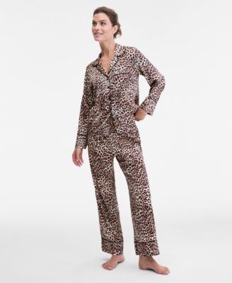 Women's Printed Satin Long Pajama Set, Macy's Exclusive
