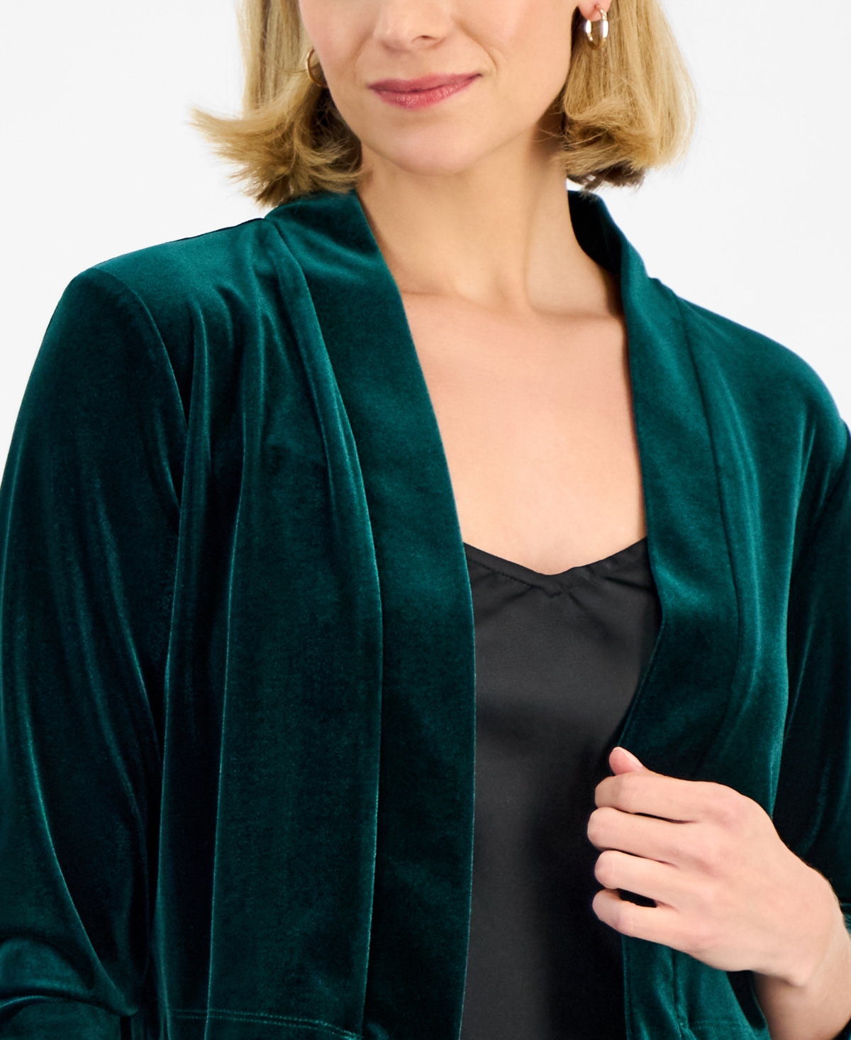 Connected Women's Velvet 3/4-Sleeve Shrug Jacket