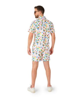 Men's Two Piece Tropical Set For Men - Summer Party Outfit - Shorts & Shirt Set