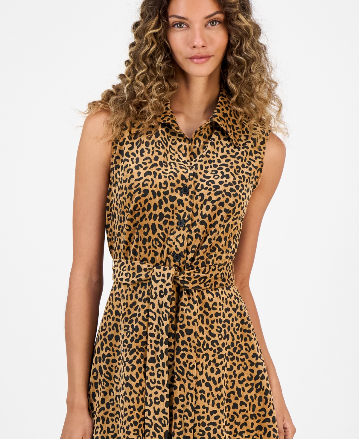 Robbie Bee Women's Sleeveless Animal-Print Shirtdress